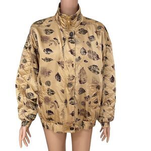 Nouveau Monde silk bomber jacket leaf print vintage size PL